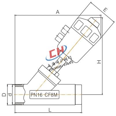 P2氣動焊接角座閥連接尺寸