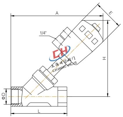 P2氣動內螺紋角座閥連接尺寸